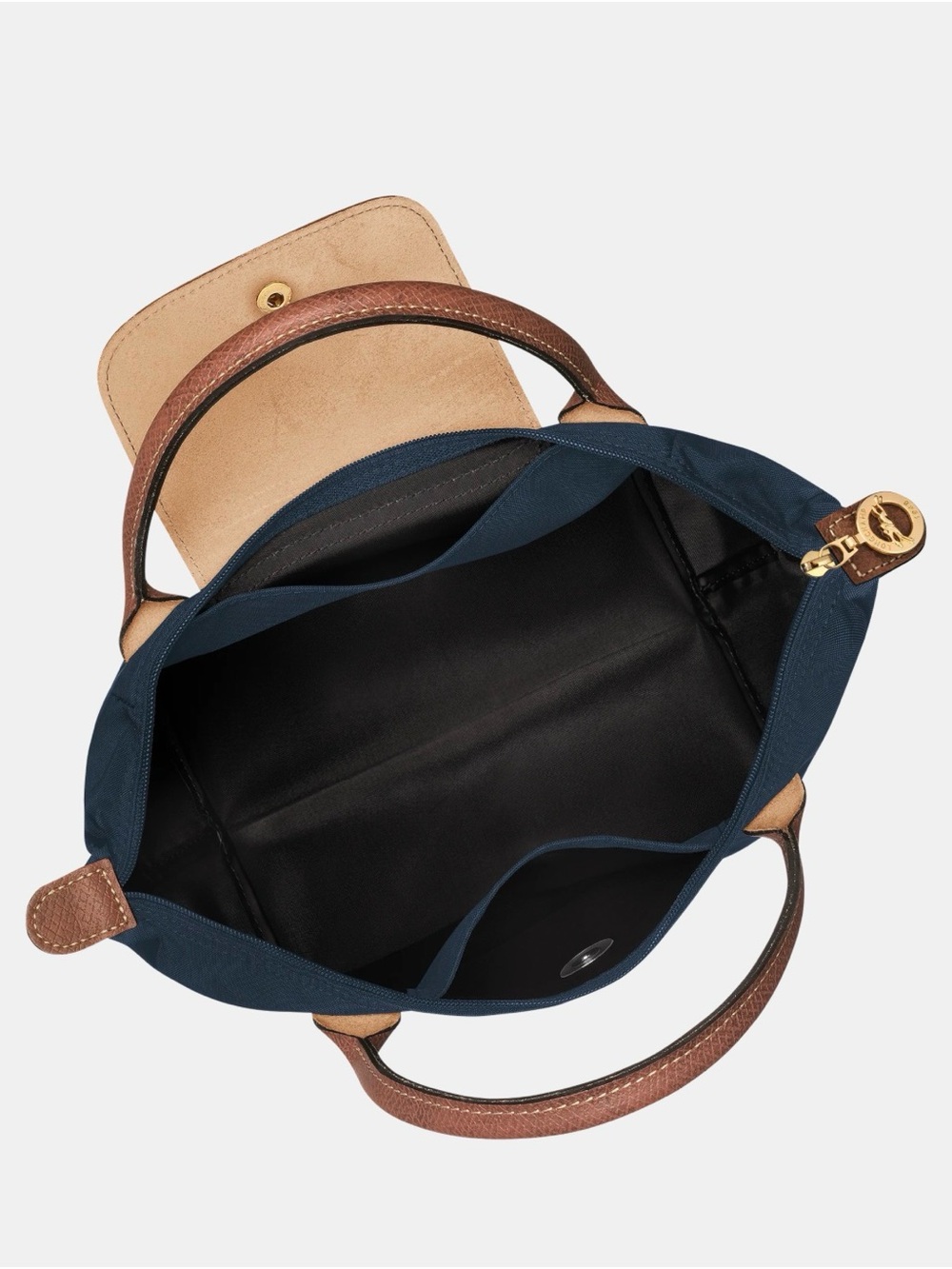 Longchamp Navy Blue Tote with Brown Leather Trim - Picture 4 of 9